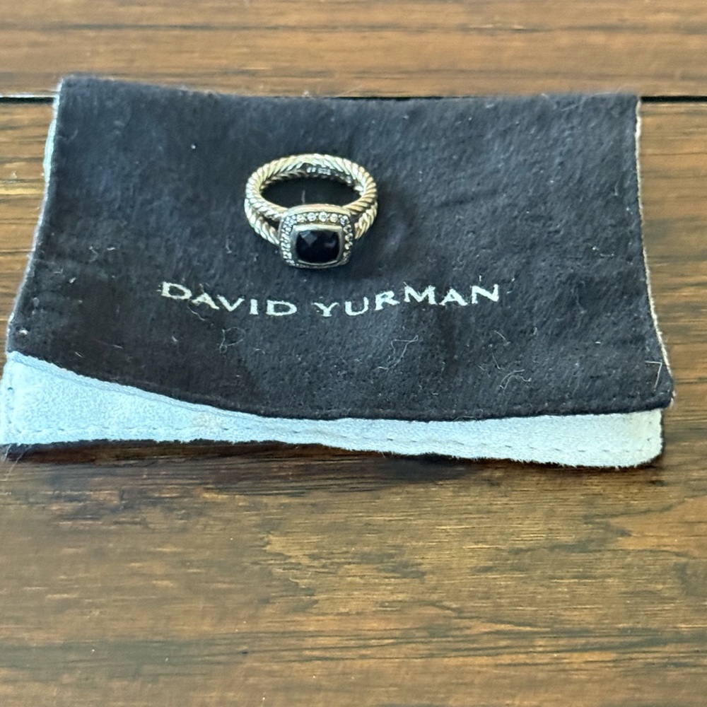 David Yurman Silver Ring with Black Onyx Stone size 5